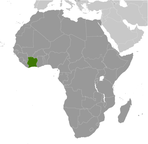 Cote d'Ivoire Locator Map